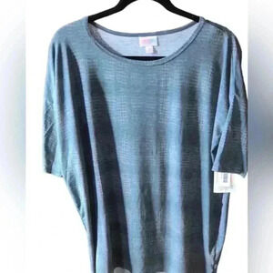 Lularoe‎ Small blue-green Irma tunic top with grey. NWT.. Dress up or down